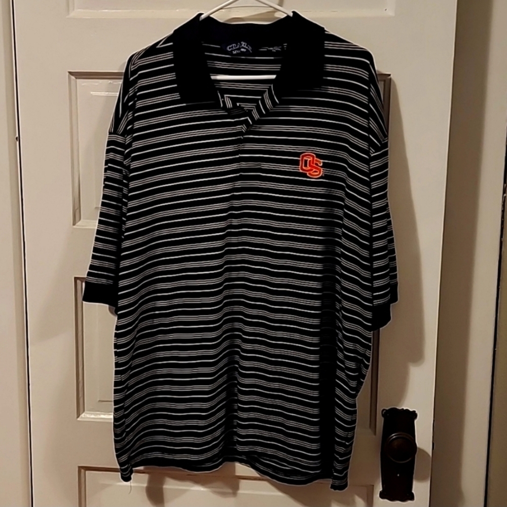 Oregon State University Black and White Striped Shirt XXL
